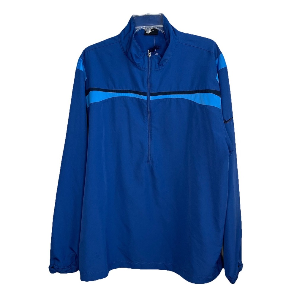 Nike Golf Pullover‎ Jacket Mens XL Blue 1/4 Zip Swoosh Windbreaker Lightweight